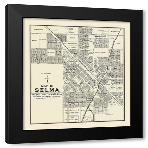 Selma California Landowner - Thomas 1892 Black Modern Wood Framed Art Print by Thomas