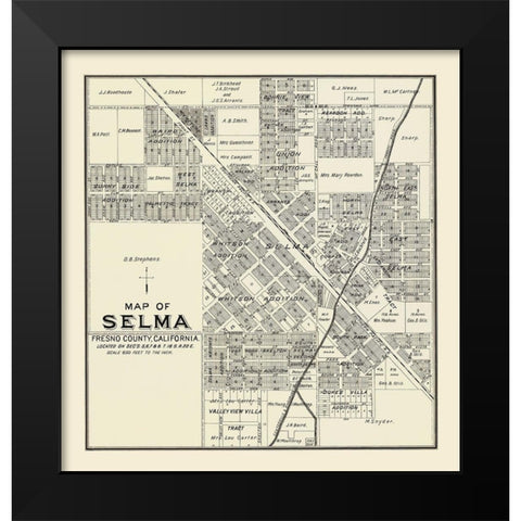 Selma California Landowner - Thomas 1892 Black Modern Wood Framed Art Print by Thomas