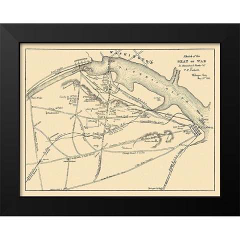 Alexandria Virginia Seat of War - Corbett 1861 Black Modern Wood Framed Art Print by Corbett