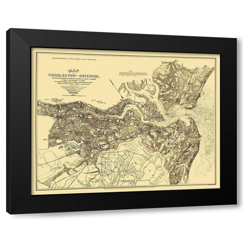 Charleston with Defences - Walker 1885 Black Modern Wood Framed Art Print with Double Matting by Walker