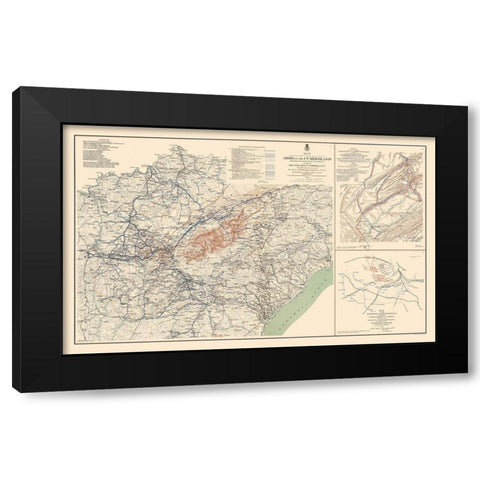 Army of Cumberland Campaigns - Ruger 1895 Black Modern Wood Framed Art Print with Double Matting by Ruger