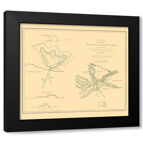 Approaches To Fort Butte La Rose Louisiana Black Modern Wood Framed Art Print with Double Matting by Bache
