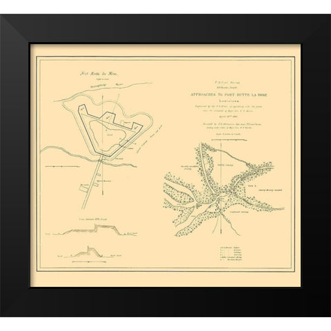 Approaches To Fort Butte La Rose Louisiana Black Modern Wood Framed Art Print by Bache