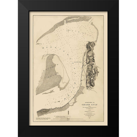Approaches to Grand Gulf Mississippi - Bache 1864 Black Modern Wood Framed Art Print by Bache