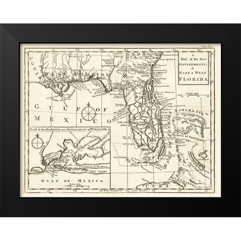 Florida - Gibson 1763 Black Modern Wood Framed Art Print by Gibson