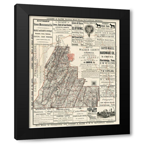 Walker County Georgia - Street 1893 Black Modern Wood Framed Art Print by Street