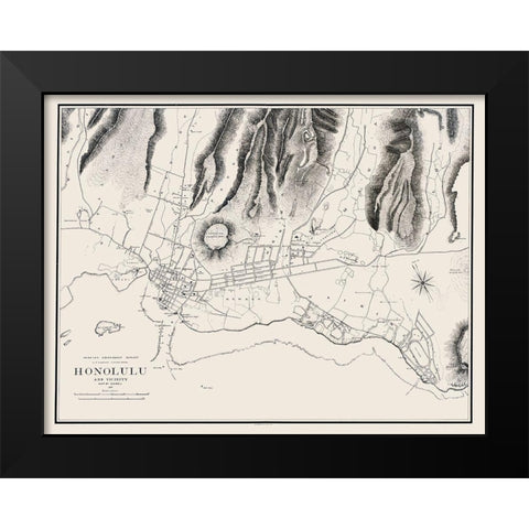 Honolulu Hawaii - Wall 1887 Black Modern Wood Framed Art Print by Wall