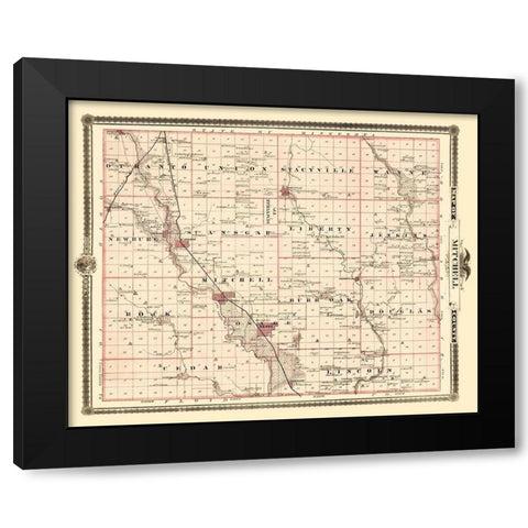 Mitchell Iowa Landowner - Andreas 1874 Black Modern Wood Framed Art Print with Double Matting by Andreas