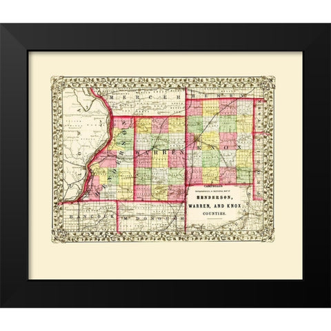 Henderson Warren Knox Illinois - Cambell 1870 Black Modern Wood Framed Art Print by Cambell