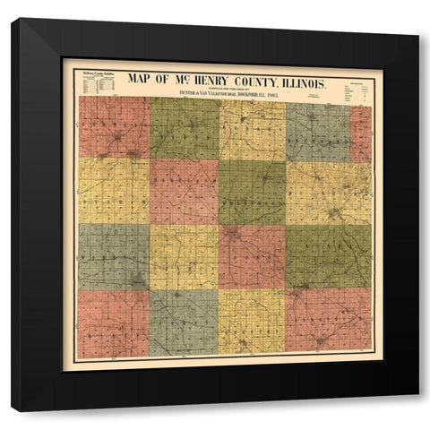 McHenry County Illinois - Hunter 1903 Black Modern Wood Framed Art Print with Double Matting by Hunter