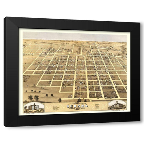 Urbana Illinois - Ruger 1869 Black Modern Wood Framed Art Print with Double Matting by Ruger