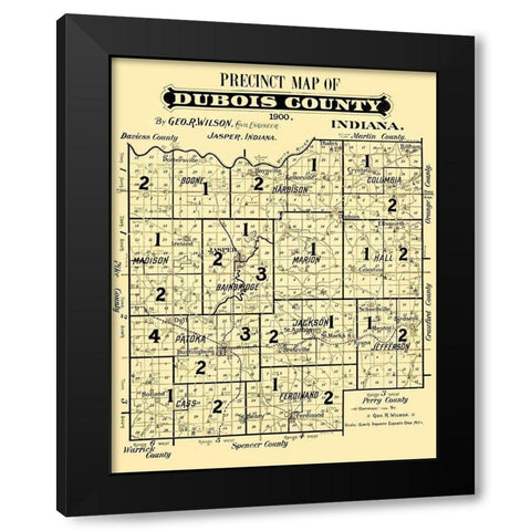 Dubois Indiana Precinct - Wilson 1900 Black Modern Wood Framed Art Print with Double Matting by Wilson