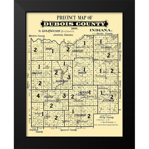 Dubois Indiana Precinct - Wilson 1900 Black Modern Wood Framed Art Print by Wilson