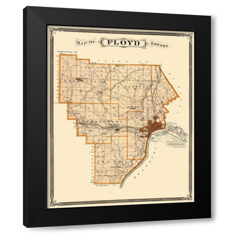 Floyd Indiana Landowner - Andreas 1876 Black Modern Wood Framed Art Print with Double Matting by Andreas