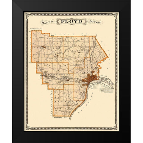 Floyd Indiana Landowner - Andreas 1876 Black Modern Wood Framed Art Print by Andreas