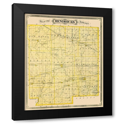 Hendricks Indiana Landowner - Andreas 1876 Black Modern Wood Framed Art Print by Andreas