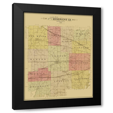 Hendricks Indiana - Ogle 1904 Black Modern Wood Framed Art Print with Double Matting by Ogle