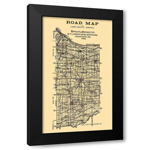 Lake Indiana - Knight 1906 Black Modern Wood Framed Art Print by Knight