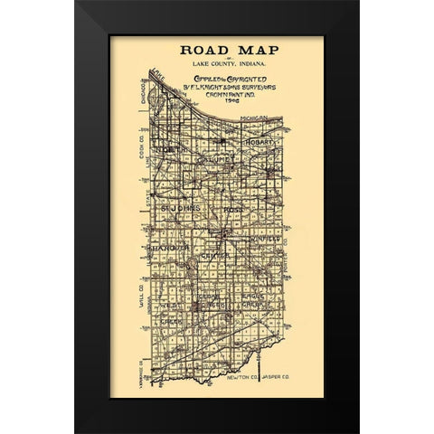 Lake Indiana - Knight 1906 Black Modern Wood Framed Art Print by Knight