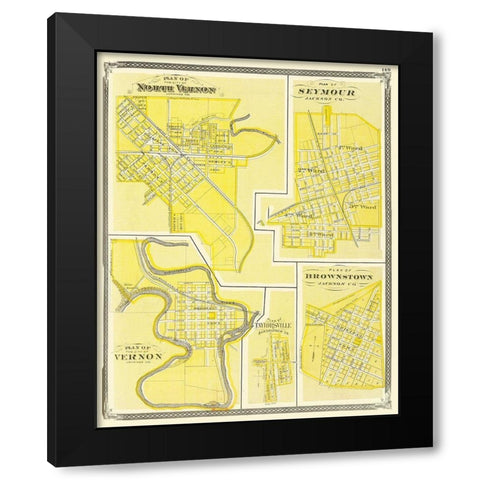 Vernon, Seymour, Brownstone Indiana - Baskin 1876 Black Modern Wood Framed Art Print with Double Matting by Baskin