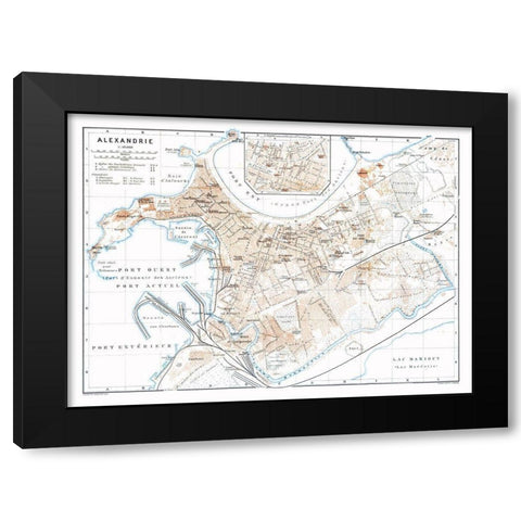 Alexandria Egypt - Baedeker 1913 Black Modern Wood Framed Art Print with Double Matting by Baedeker