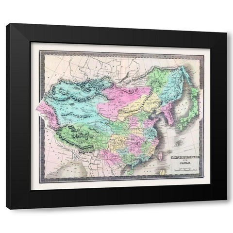 Asia Chinese Empire Japan - Greenleaf 1848 Black Modern Wood Framed Art Print by Greenleaf