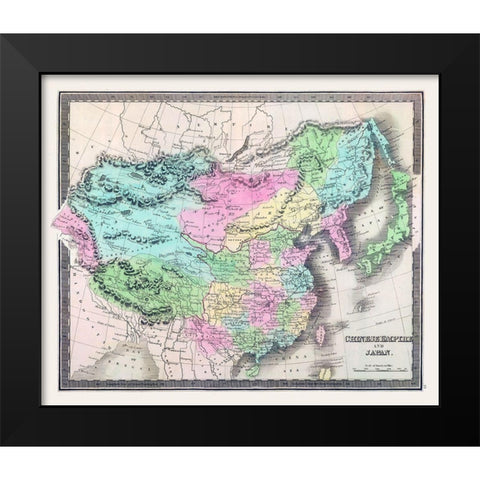 Asia Chinese Empire Japan - Greenleaf 1848 Black Modern Wood Framed Art Print by Greenleaf