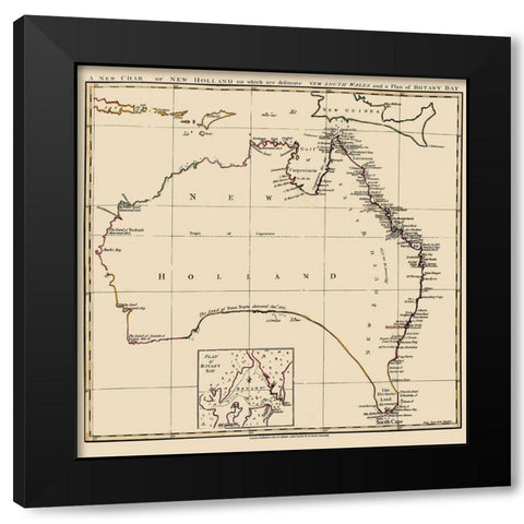 Australia New Holland - Stockdale 1767 Black Modern Wood Framed Art Print with Double Matting by Stockdale