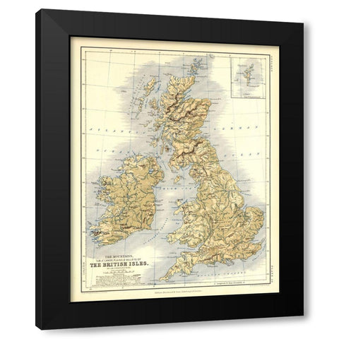 Geological British Isles - Johnston Black Modern Wood Framed Art Print by Johnston