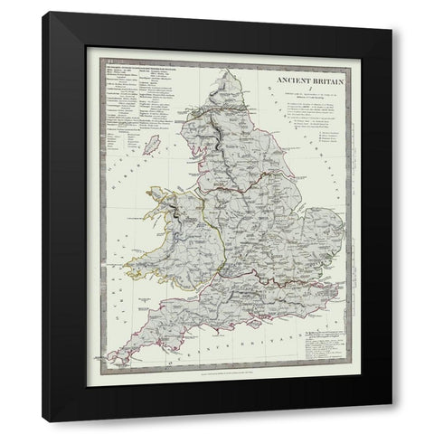 Ancient Britain United Kingdom - Baldwin 1830 Black Modern Wood Framed Art Print by Baldwin