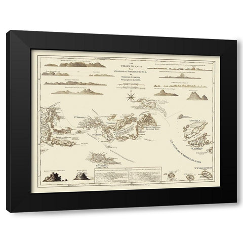 Virgin Islands United States - Jefferys 1775 Black Modern Wood Framed Art Print with Double Matting by Jefferys