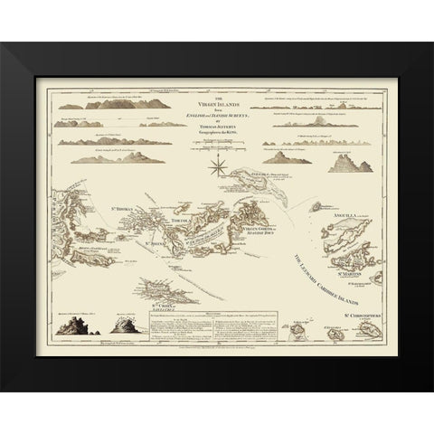 Virgin Islands United States - Jefferys 1775 Black Modern Wood Framed Art Print by Jefferys