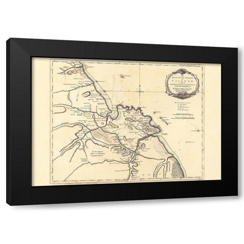 South America Cayenne French Guiana - Jefferys Black Modern Wood Framed Art Print with Double Matting by Jefferys
