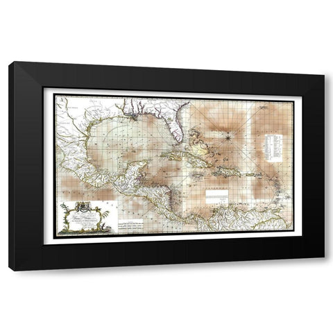 Caribbean Sea Honduras Costa Rica - Speer 1774 Black Modern Wood Framed Art Print with Double Matting by Speer