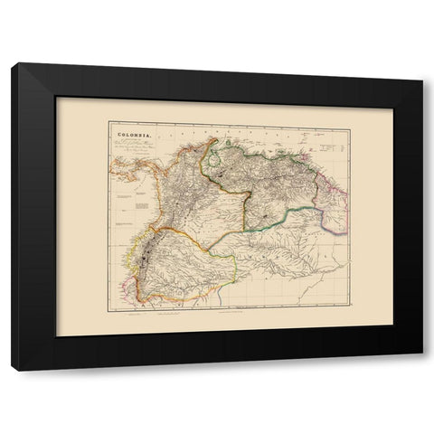 South America Colombia - Arrowsmith 1844 Black Modern Wood Framed Art Print with Double Matting by Arrowsmith