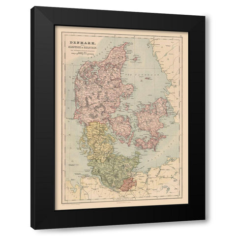 Denmark - Black 1867 Black Modern Wood Framed Art Print with Double Matting by Black