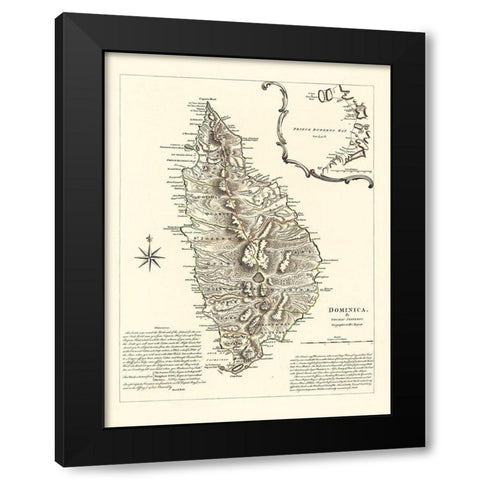 Caribbean Dominica - Sayer 1768 Black Modern Wood Framed Art Print with Double Matting by Sayer