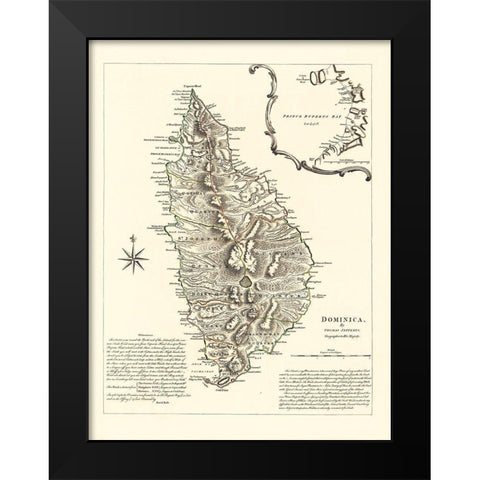 Caribbean Dominica - Sayer 1768 Black Modern Wood Framed Art Print by Sayer