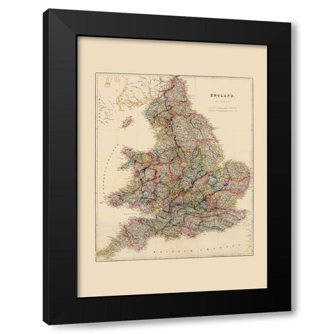 Great Britain England - Arrowsmith 1844 Black Modern Wood Framed Art Print with Double Matting by Arrowsmith