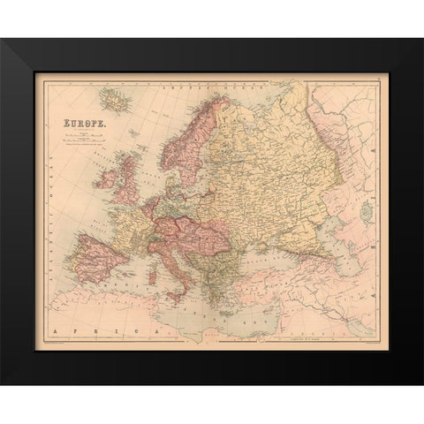 Europe - Black 1867 Black Modern Wood Framed Art Print by Black