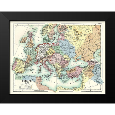 Europe 1360 - Poole 1902 Black Modern Wood Framed Art Print by Poole