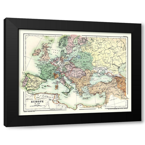 Europe 1740 - Poole 1902 Black Modern Wood Framed Art Print with Double Matting by Poole