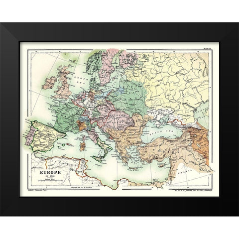 Europe 1740 - Poole 1902 Black Modern Wood Framed Art Print by Poole