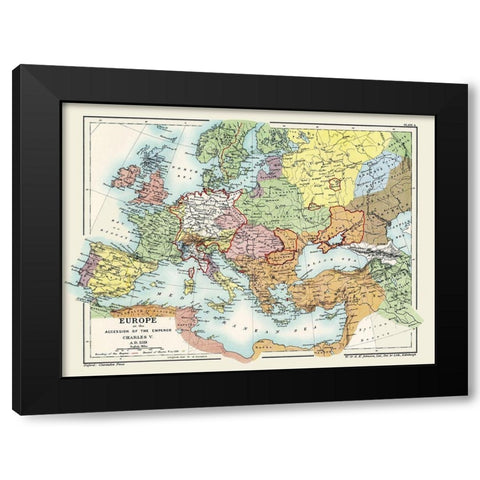 Europe Charles V 1519 AD - Poole 1902 Black Modern Wood Framed Art Print with Double Matting by Poole