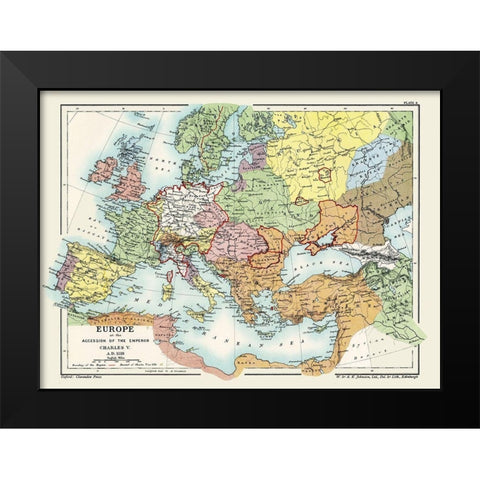 Europe Charles V 1519 AD - Poole 1902 Black Modern Wood Framed Art Print by Poole