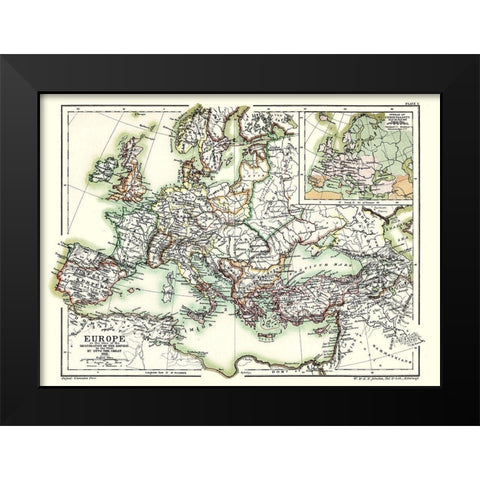 Europe Otto the Great 962 - Poole 1902 Black Modern Wood Framed Art Print by Poole