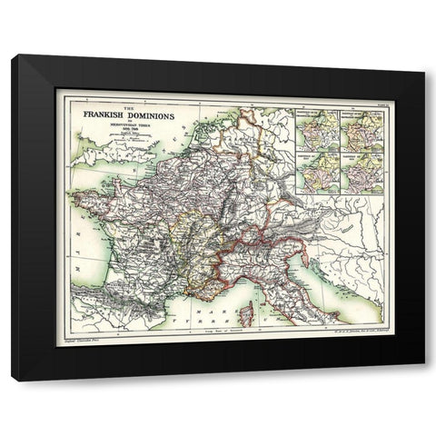 Europe Frankish Dominions Merovingian 486-768 Black Modern Wood Framed Art Print by Poole