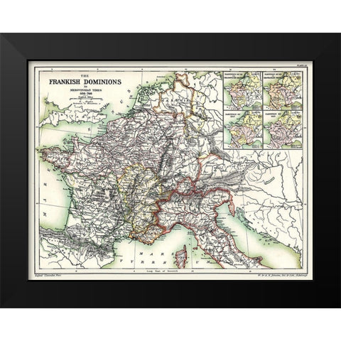 Europe Frankish Dominions Merovingian 486-768 Black Modern Wood Framed Art Print by Poole