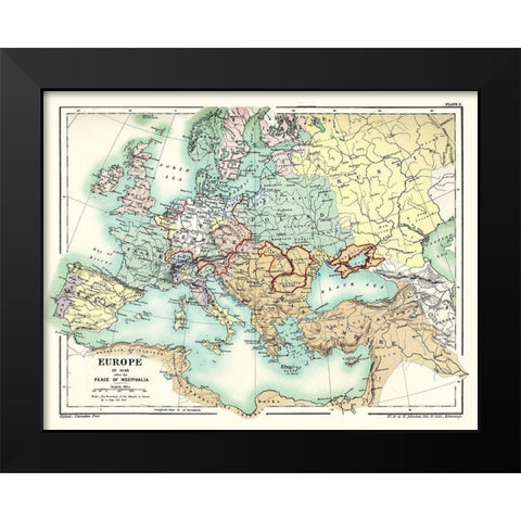 Europe 1648 Peace of Westphalia - Poole 1902 Black Modern Wood Framed Art Print by Poole