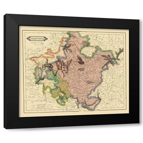 Franconia Duchy Germany - Hamilton 1831 Black Modern Wood Framed Art Print by Hamilton
